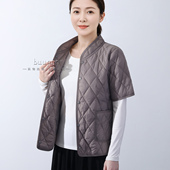 半袖 冬装 外套夹棉保暖轻薄羽绒棉服中老年带袖 马甲开衫
