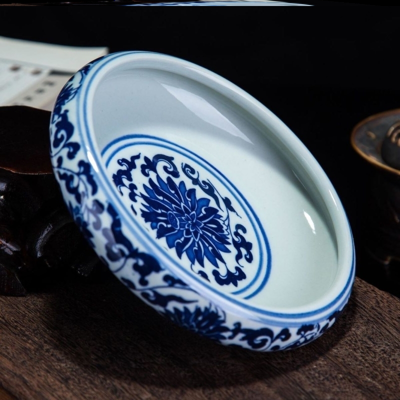 景德镇80年代瓷器国营瓷厂青花龙纹烟灰缸包老保真