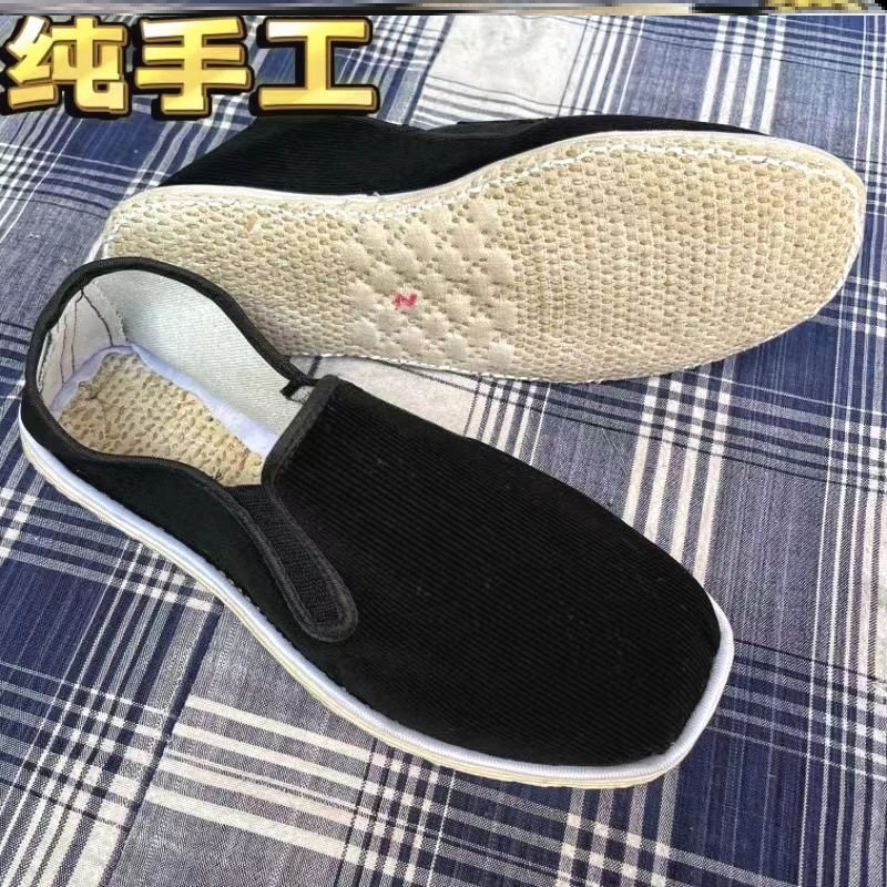 老式农村纯手工布鞋千层底透气四季方口休闲纳底鞋老北京男女鞋