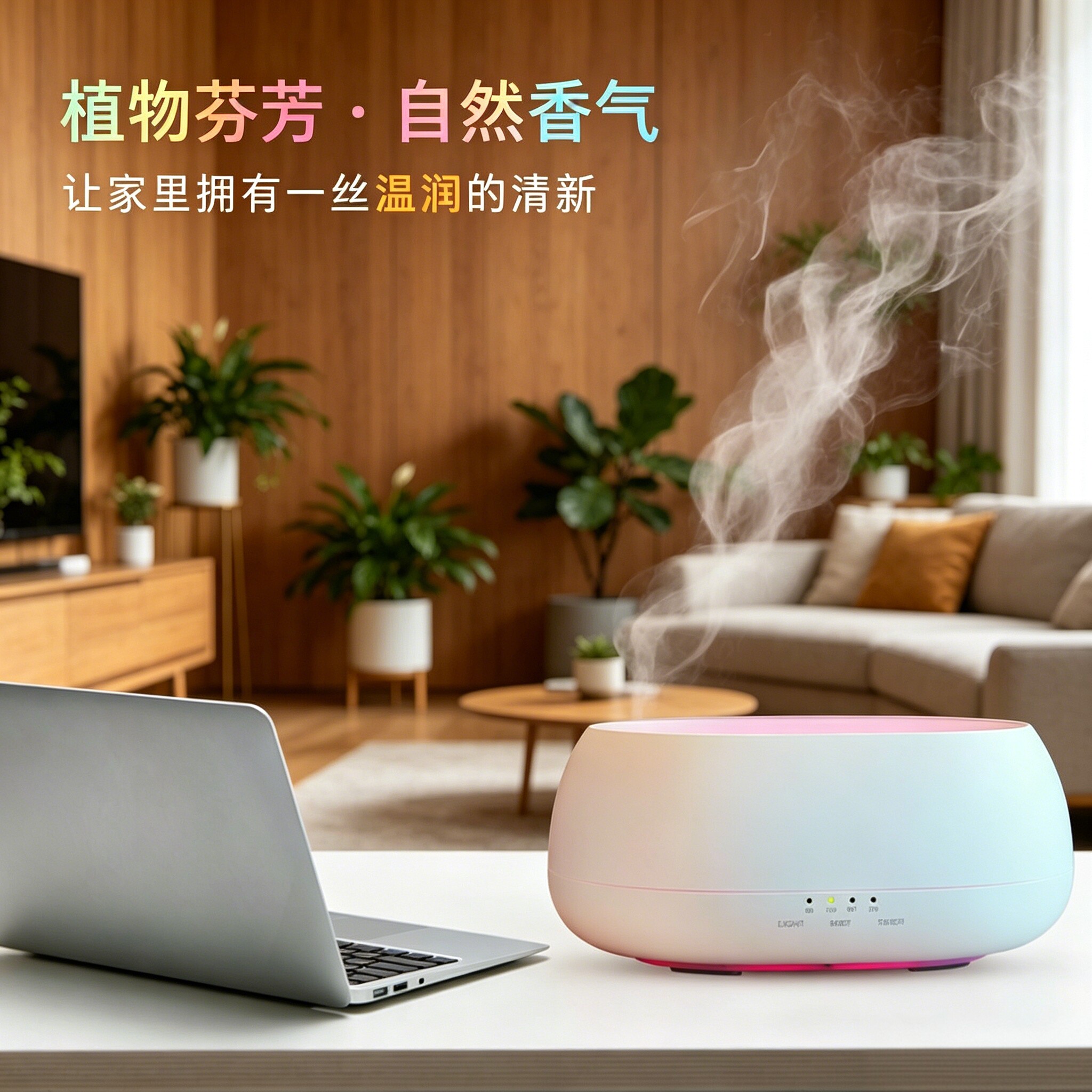 云海超声波香薰机负离子超静音500ml大容量七彩家用智能加湿器
