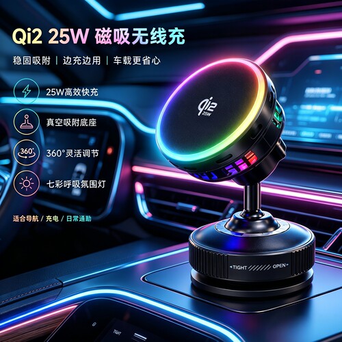 Qi2认证25W真空磁吸车载无线充