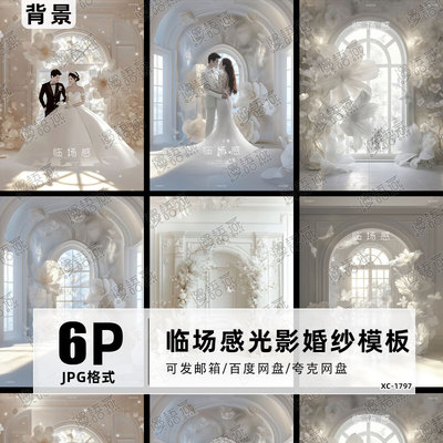 高定室内婚纱照薇拉临场感背景像素蛋糕PSD后期修图素材模板