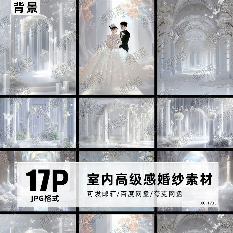 高级薇拉高定白婚纱照临场感现场背景JPG图片影楼后期修图素材