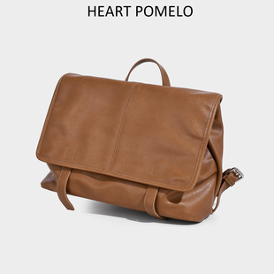 Heart Pomelo植鞣羊皮信使系列双肩包宋佳同款复古大容量通勤背包