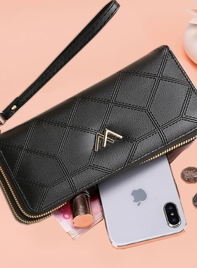 真软皮质感女士手挽钱包手机包手腕带手抓包化妆包零钱包银行卡包