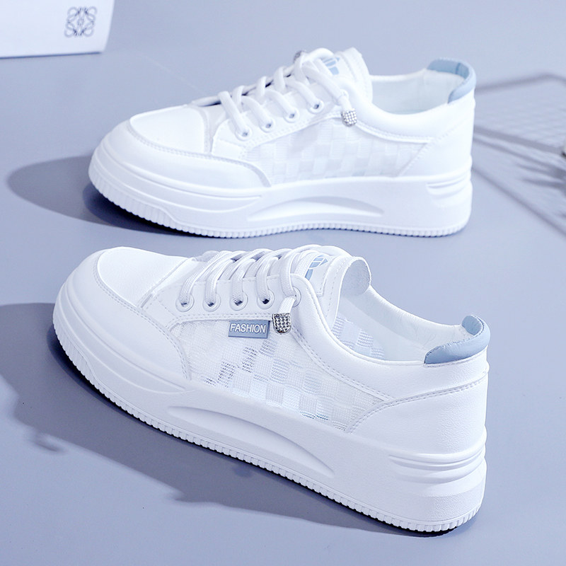 香港小白鞋女款2025新款夏季薄款百搭网面厚底运动一脚蹬防滑板鞋