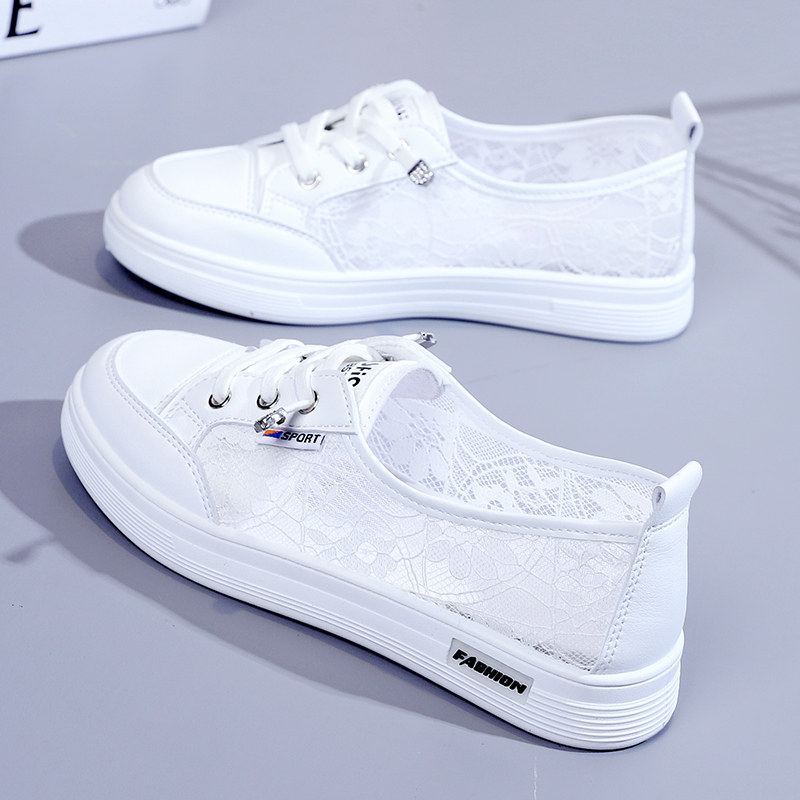 香港浅口小白鞋女2025新款夏季网面透气平底轻便百搭休闲防滑板鞋