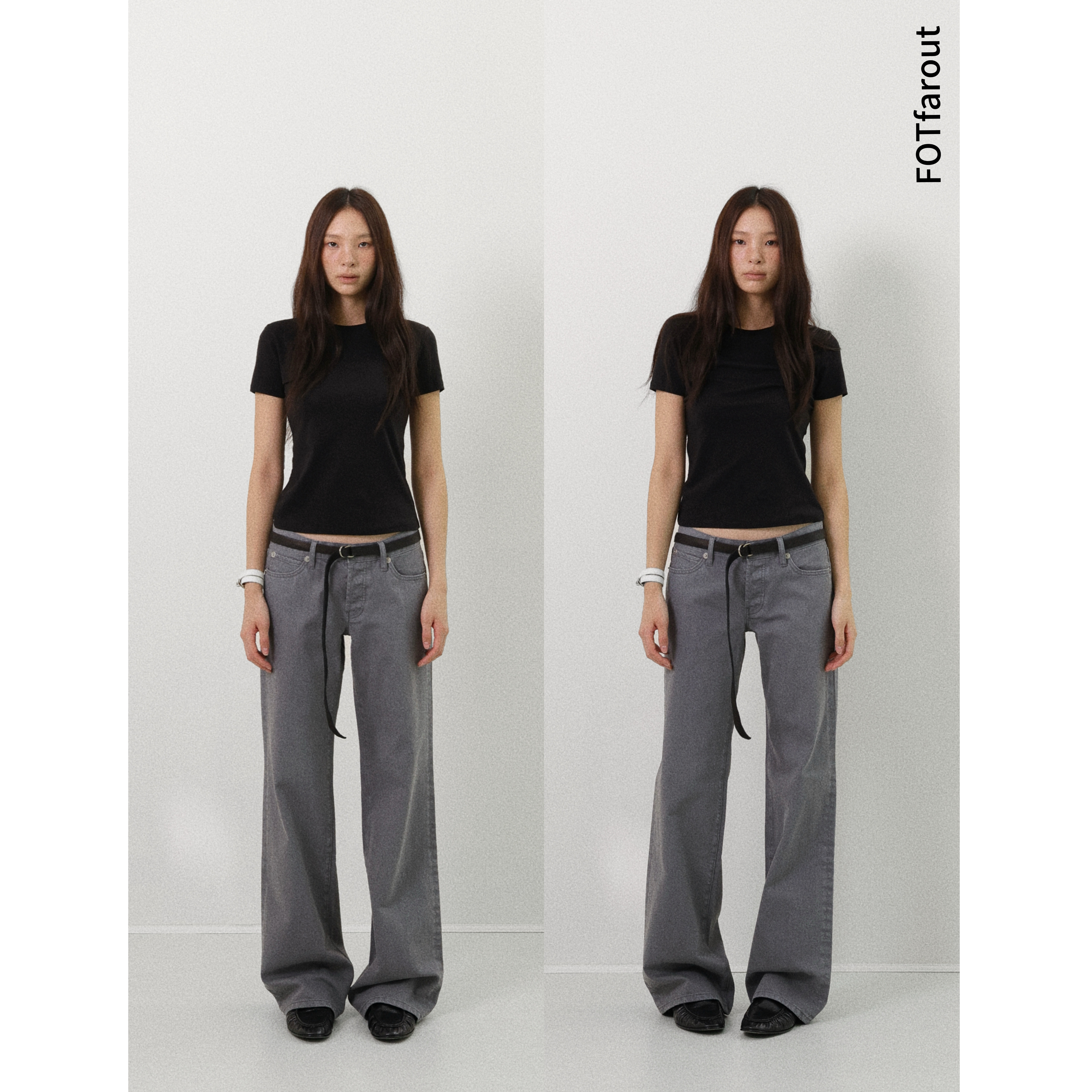 FOT2026夏 Grey intent 银灰色定制染色 纯低腰直筒休闲裤长裤