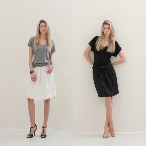 半裙微修身褶皱可系带半身裙