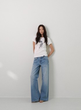 FOT2026春夏 荒原折光蓝水洗蓝色细节大直筒重磅面料无弹力牛仔裤