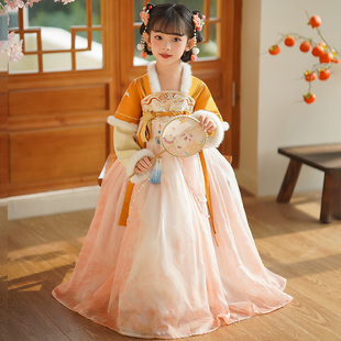 女童拜年服2026新款儿童国风汉服连衣裙加厚古装女宝唐装过年服冬