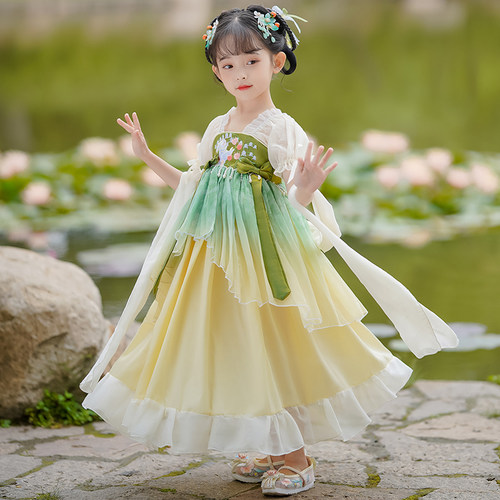 汉服女童夏款短袖2026新款儿童古风襦裙超仙古装中国风连衣裙演出 - 封面