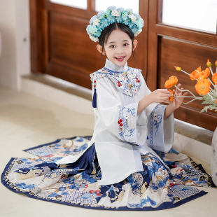 明制汉服女童刺绣儿童马面裙2026新款古装簪花国风超仙小女孩演出