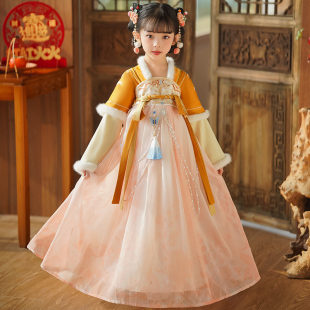 女童汉服拜年服2026新款儿童国风加绒古装女宝唐装元旦表演出服装