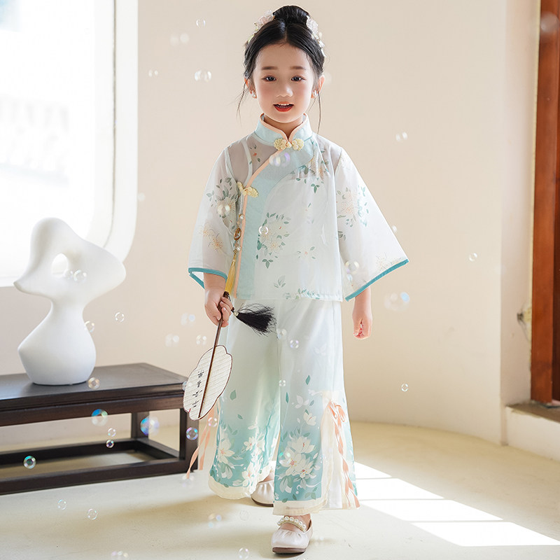 汉服女童2026夏季新款国风儿童新中式礼服古风薄款两件套唐装演出