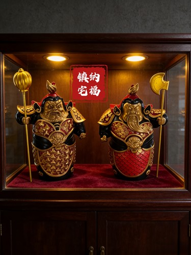 创意门神摆件护宅哼哈二将新中式家居装饰品客厅玄关电视柜书房