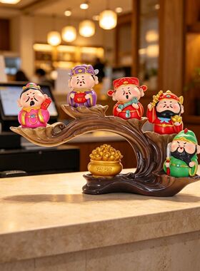 五路财神爷摆件家居客厅装饰品办公室桌面小摆设乔迁开业礼品