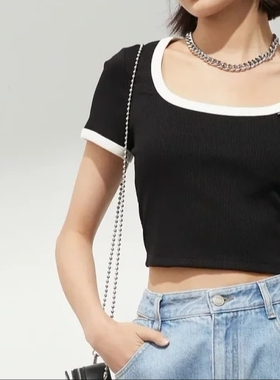 包邮仿佛正品时尚休闲百搭坑条短款辣妹上衣T恤ins潮FM00543W0