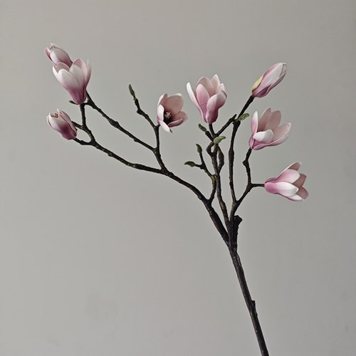 新款手感大玉兰仿真花干花假花客厅落地装饰瓶插中式花艺单枝摆件