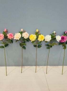 高档3头保湿玫瑰花仿真花客厅摆设花束餐桌干花插花新款装饰摆件