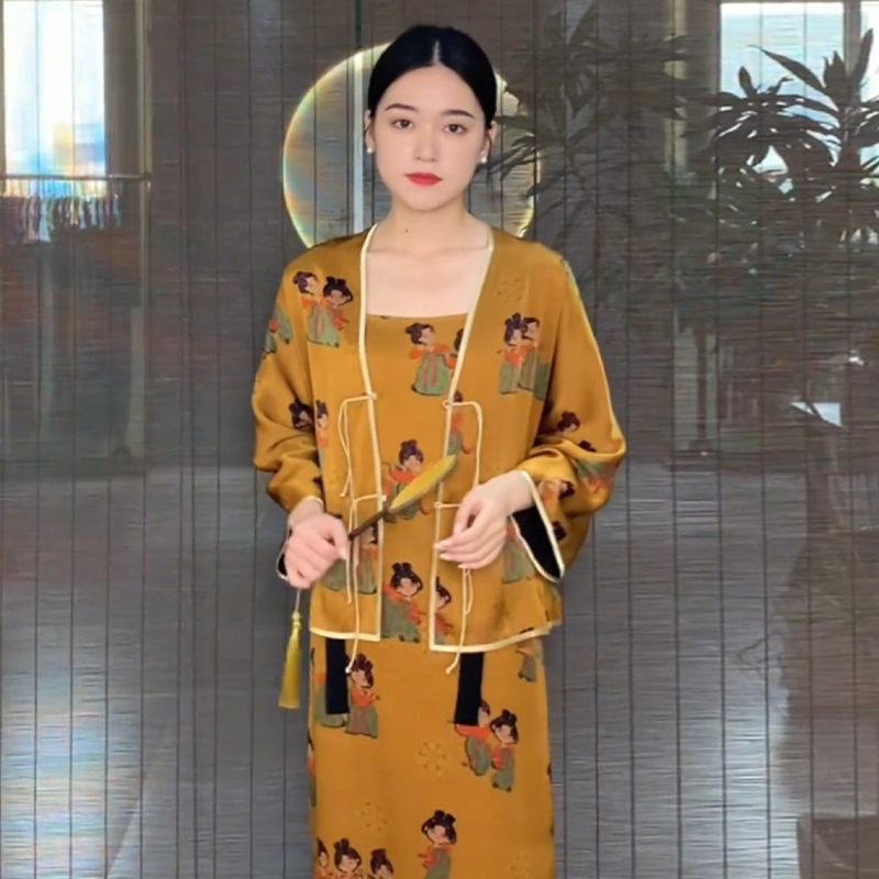 国风小唐人桑蚕丝长裙