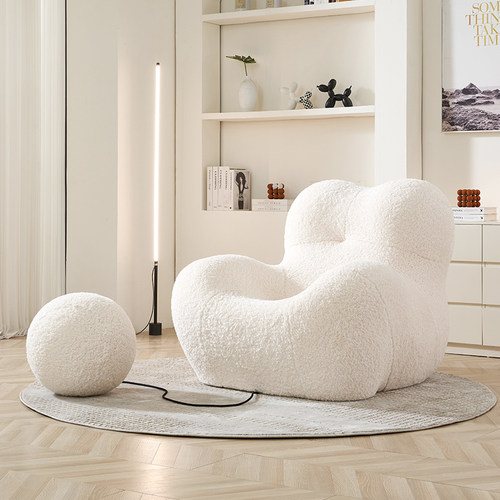 羊毛卷妈妈的怀抱奶油风沙发椅子