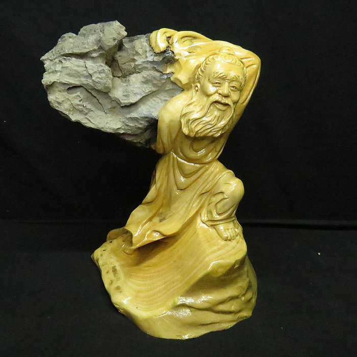 愚公移山实木根雕摆件雕刻人物摆件家居木雕工艺品励志正能量家具