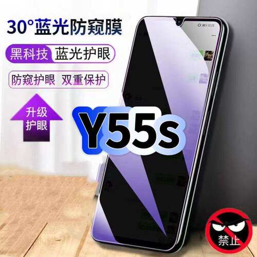 适用vivoY55S防偷窥护眼蓝光钢化膜V2164A黑边手机膜防偷看隐私步步高Y55T防窥膜5G全屏防摔爆保护高清玻璃膜