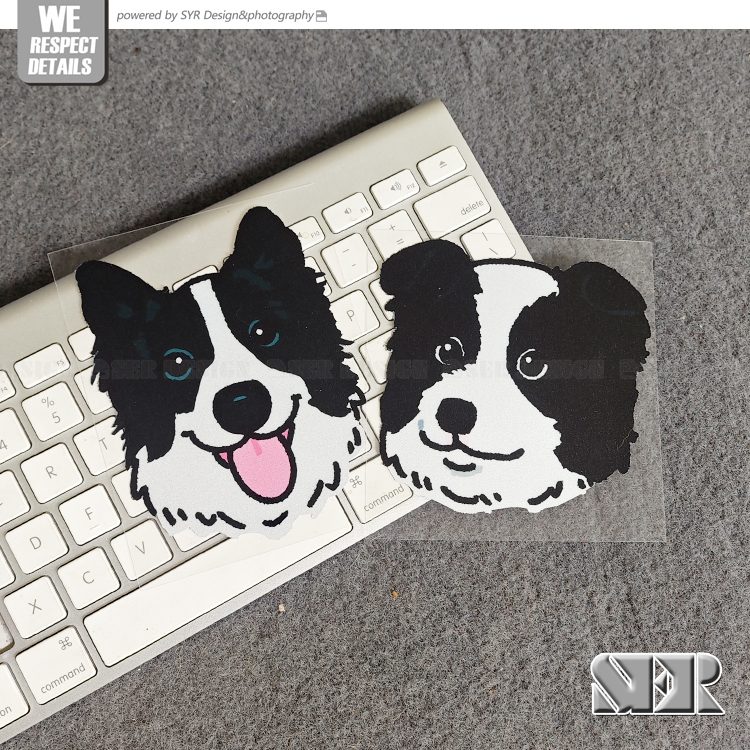 反光贴纸车贴可爱卡通趣味宠物贴纸边牧狗狗防水划痕装饰贴