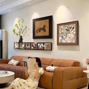 小众艺术客厅挂画中古风沙发背景墙装饰画日照金山抽象色块餐厅画