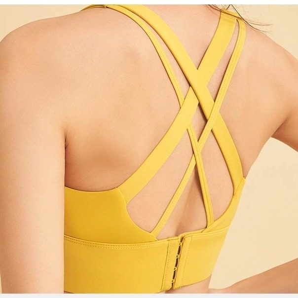 时尚交叉美背高强度防震可拆胸垫排扣运动文胸女跑步跳操健身外穿