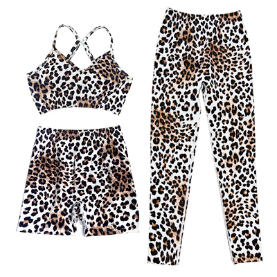 性感豹纹瑜伽服套装运动健身