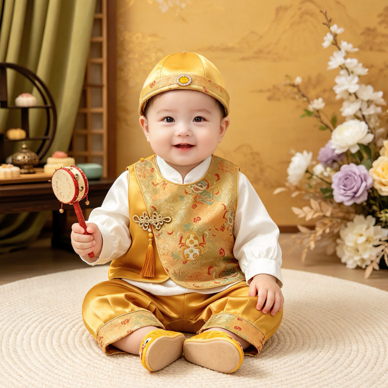 春秋男宝新中式礼服宴生日冠衣图片