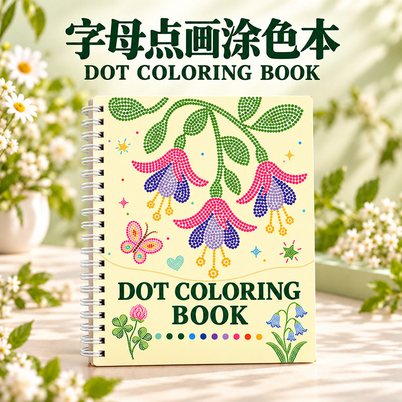 成人字母指引点点涂色本