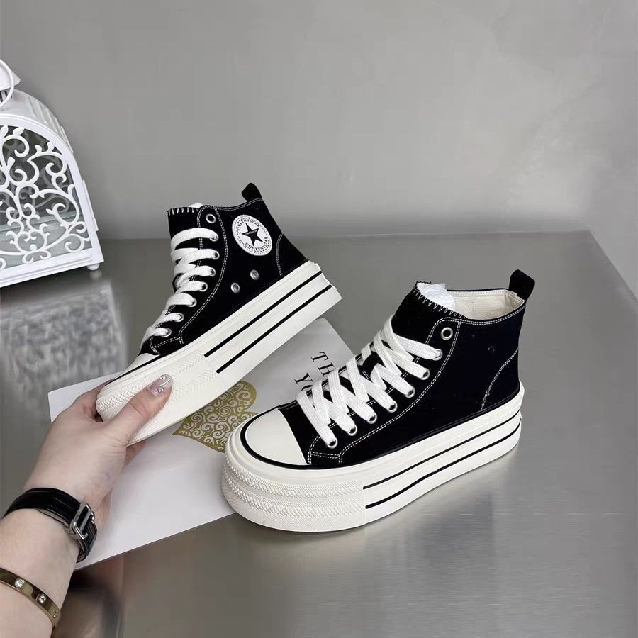 厚底小白鞋百搭布像胶