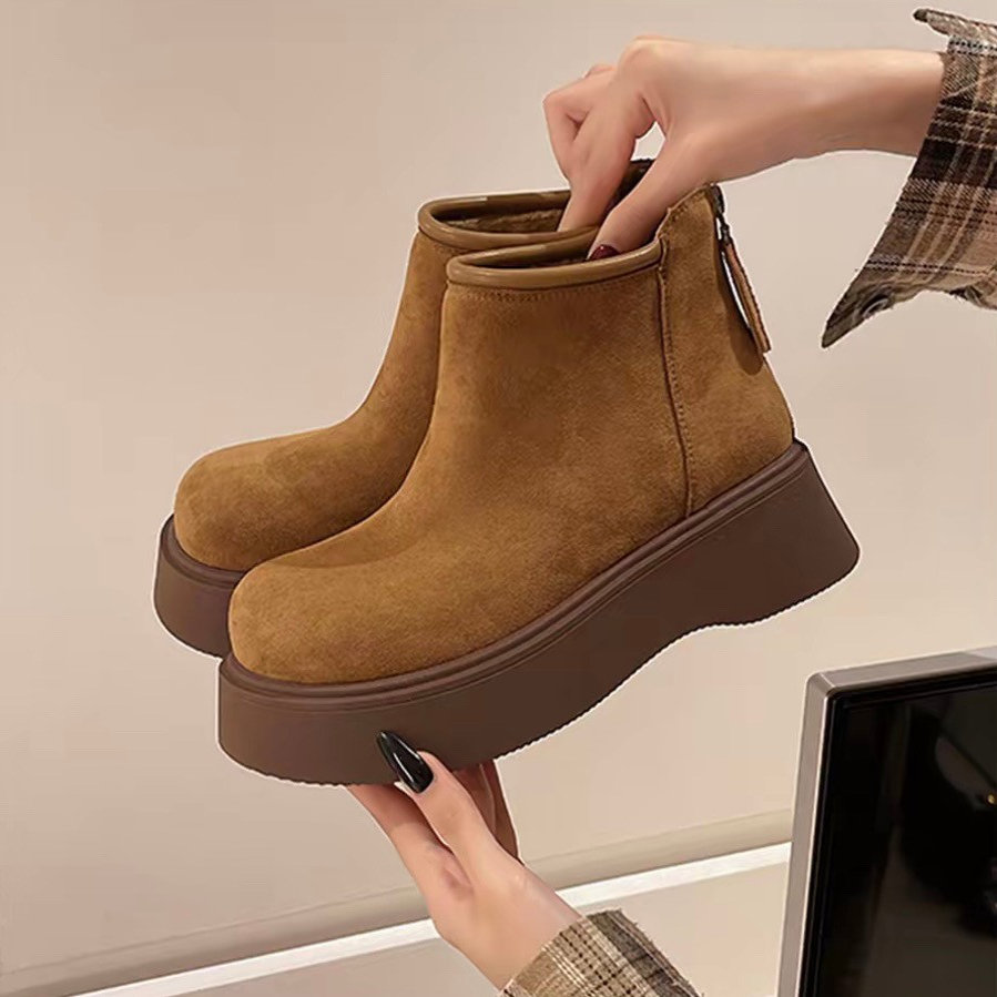 复古风棕色马丁靴女2025冬新款