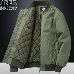 JEEP吉普冬季棉衣男士夹克外套棒球领潮流加厚棉服中年爸爸男装