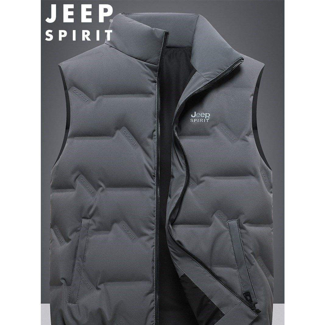 JEEP吉普羽绒马甲男秋冬轻薄保暖羽绒服背心大码外穿休闲运动外套