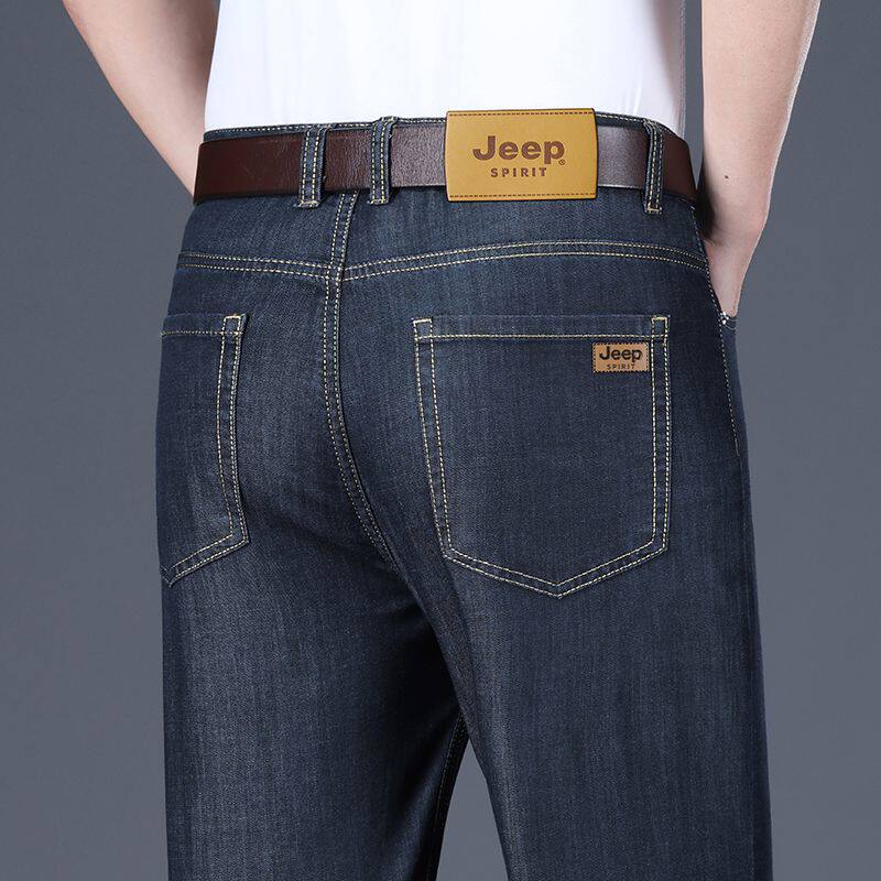 吉普男士牛仔裤2026新款宽松直筒夏季薄款中年爸爸冰丝休闲长裤子