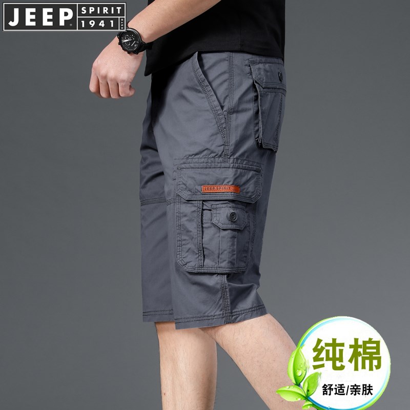 JEEP吉普正品工装短裤男多口袋夏季薄款五分裤子宽松纯棉休闲2025