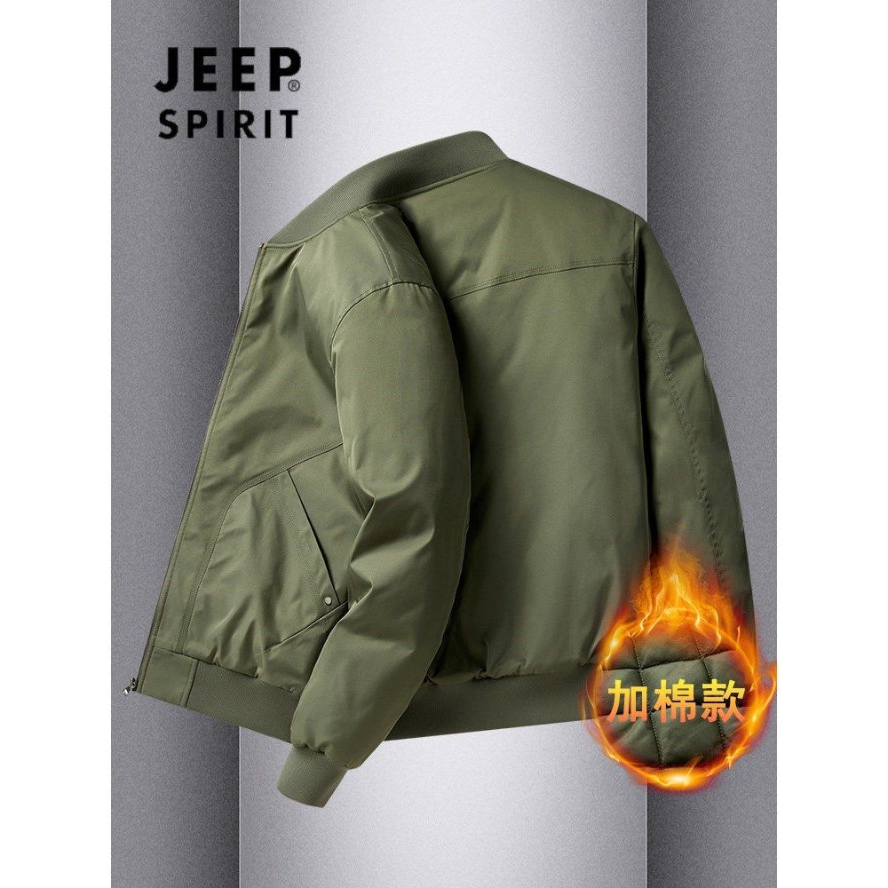 Jeepspirit 夹克棉衣男款秋冬季美式新款棒球领加厚宽松保暖棉服