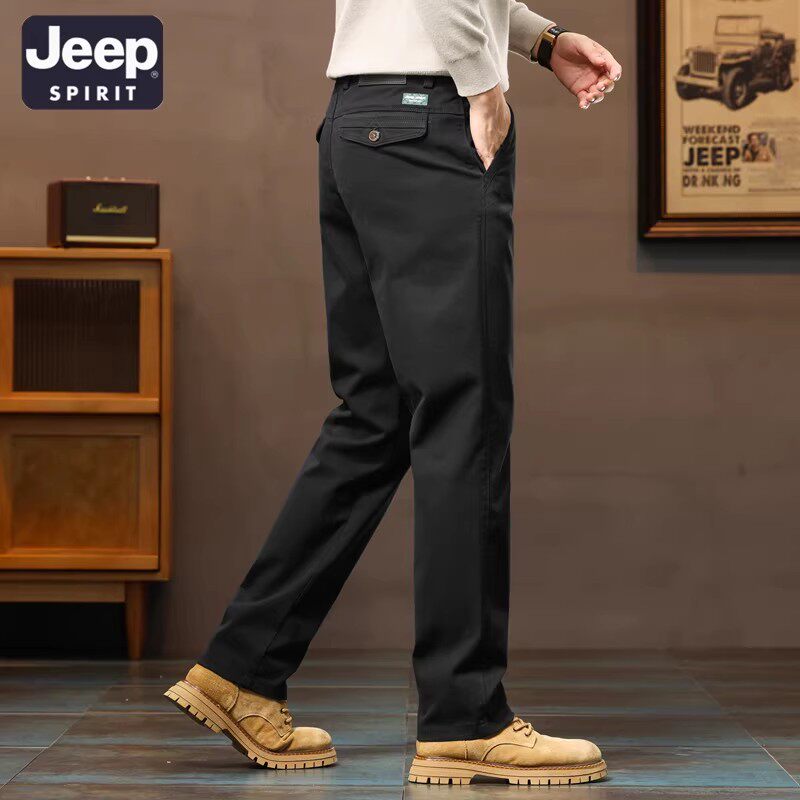 吉普男士休闲裤男装2026新款纯棉秋季宽松直筒长裤子商务男裤春季
