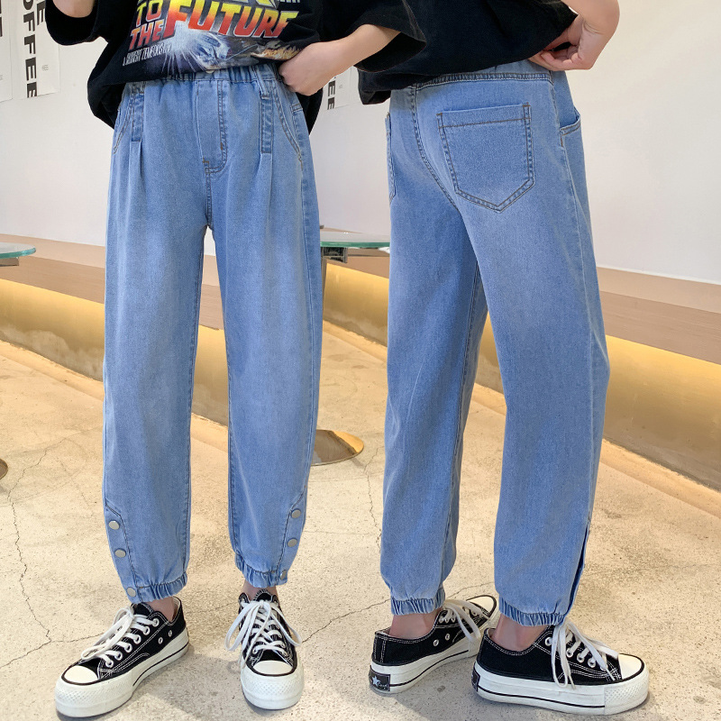 女童天丝牛仔裤夏天2025新款中大童初中生裤子夏装儿童直筒阔腿裤
