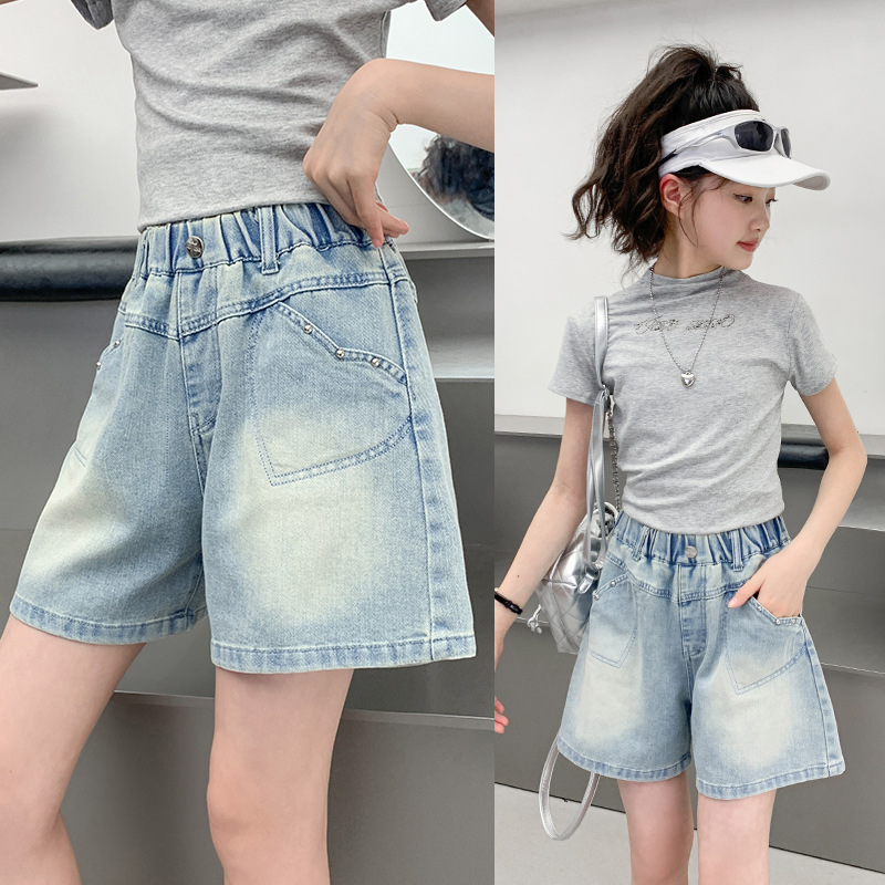 夏装女童牛仔短裤夏季薄款儿童裤子2025新款女大童夏天热裤小女孩