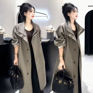 2025春秋新款韩版宽松显瘦中长款风衣外套女高级感气质百搭大衣潮