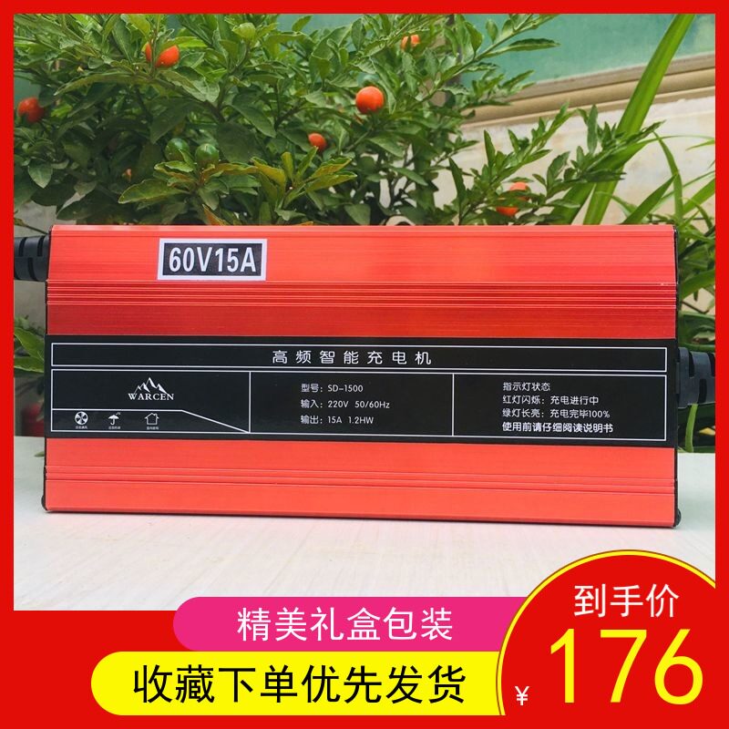 森德60V10A电动篷车老年代步三轮四轮铅70铅酸免维护蓄电池充电器