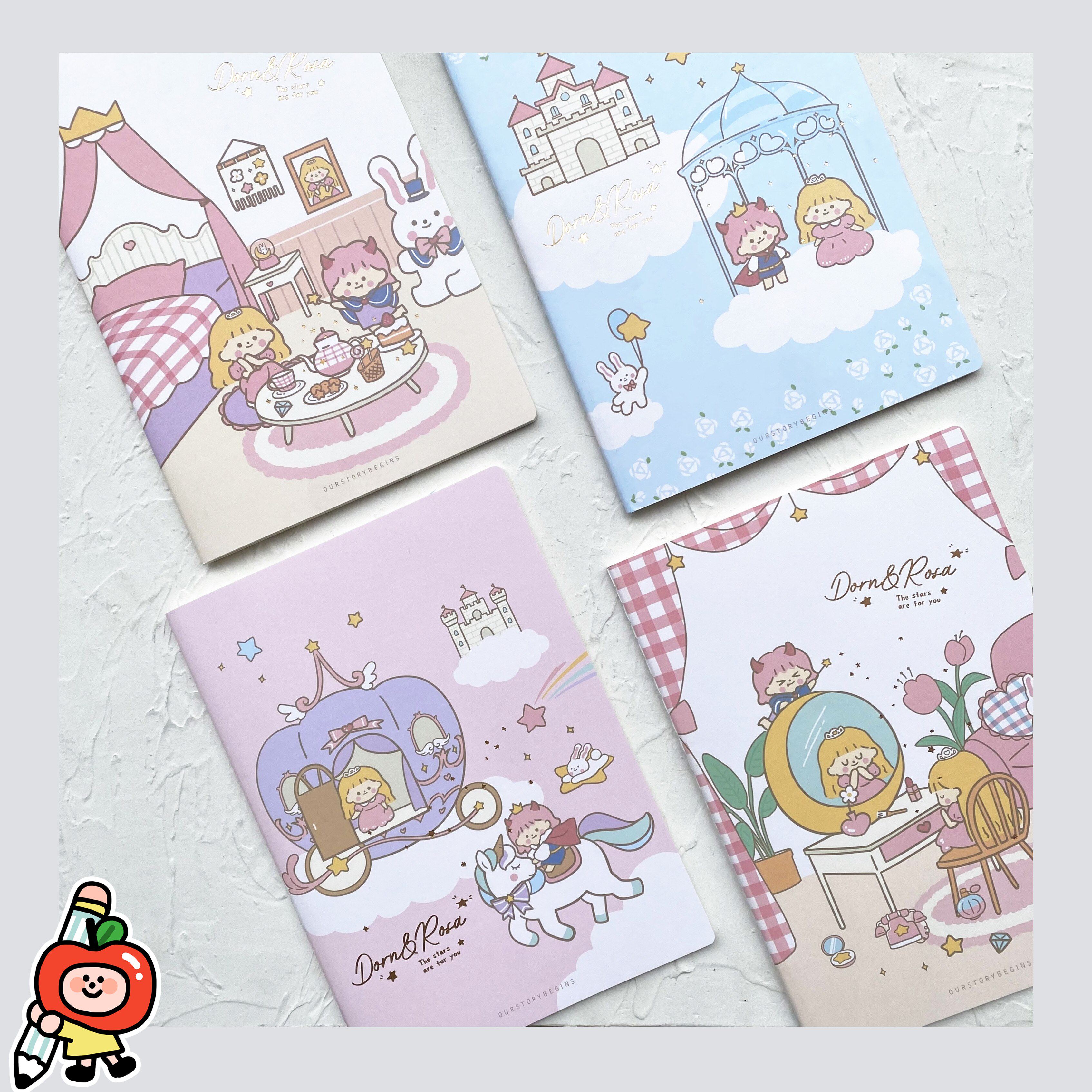 初品ourstorybegins 朵儿蕾莎城堡卡通少女b5车线软面抄笔记本