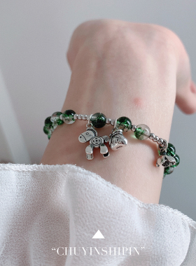 原创设计绿幽灵水晶纯银手链女