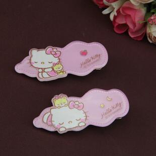 正版HelloKitty儿童发夹小女孩中大童发边夹碎发刘海KT猫头饰韩版