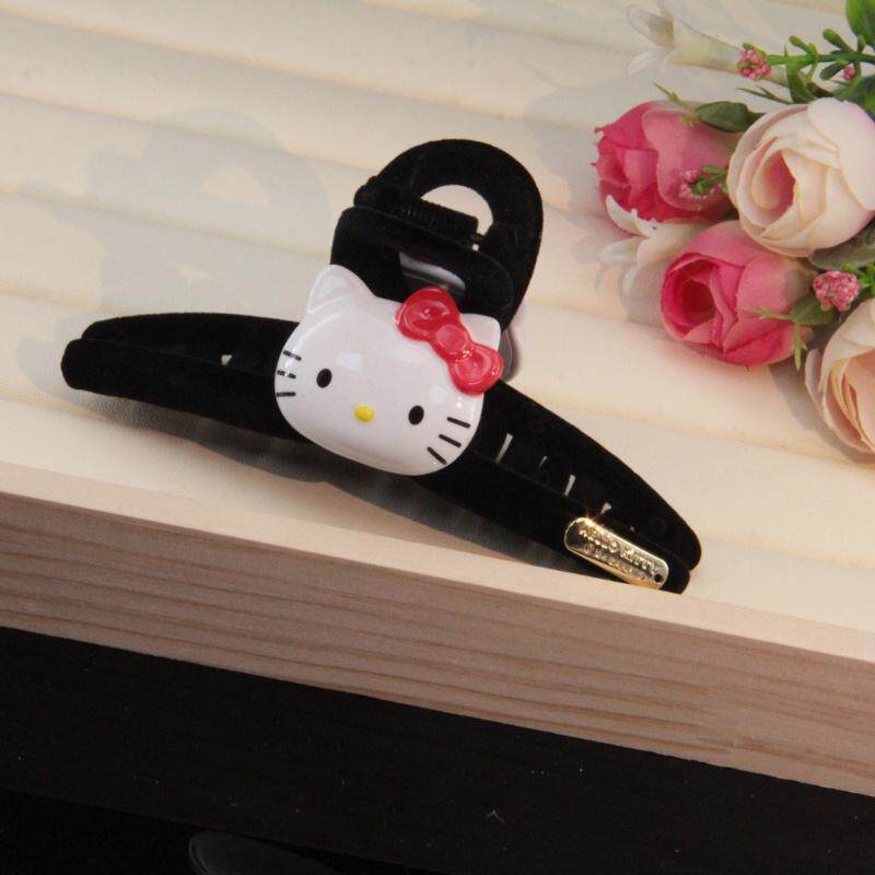 hellokitty抓夹鲨鱼夹凯蒂猫后脑勺夹子盘发植绒发抓可爱发饰新款